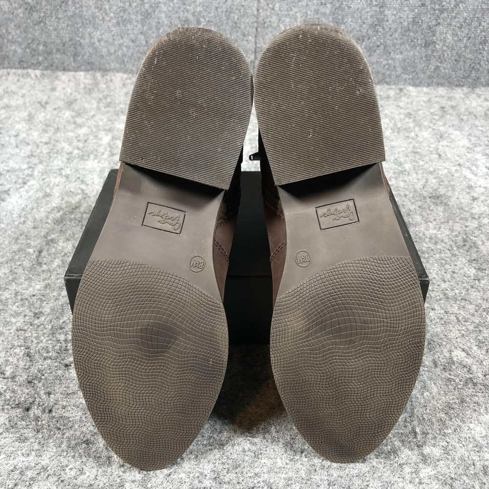 Crown‎ Vintage Cathy Ankle Booties Womens 8.5M Brown Leather Zip Block Heel - Picture 11 of 16